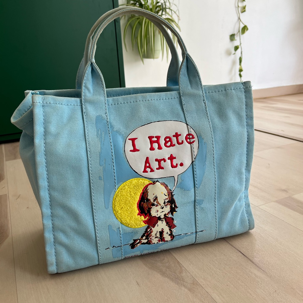 Marc Jacobs Magda Archer Blue Canvas Tote Bag With Art Print